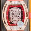 Luxe Heren Mechanica Horloges Polshorloge Schedel Horloge Vierkant Diamant Grote Wijzerplaat Lichtgevend Uitgehold Gepersonaliseerd Volautomatisch w