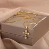 Chains Fashion Pearl Necklace Wholesale Retail Women's Stainless Steel Jewelry Party For Wedding Travel Supplies Aesthetic