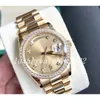 Super Quality Watch 40mm Automatic Mechanical Diamond Bezel 18k Gold Stainless Steel Middle Row Shell Drill Sapphire Glass Sport W4002356