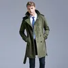 Europe Youth Medium Length Wind Coat Autumn Winter Simple British Trend Deerskin Windbreaker Men Double Breasted Loose Overcoat