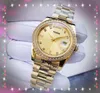 Reloj de lujo con anillo de diamantes para mujer, reloj mecánico automático de 36 mm para dama, reloj de registro de acero inoxidable 904L, marca de día, fecha, hora, semana, reloj de pulsera de color dorado