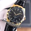 39mm Asian Automatic Mens Watch 131.63.41.21.01.001 Black Dial 18k Yellow Gold Case Black Bezel Leather Strap New Watches Twom TimeZoneWatch E445B1