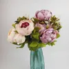 Decorative Flowers Peony Artificial Bouquet 13 Head Silk Flower Wedding Decoration Fake DIY Year Home El Party Table Decor