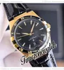 39mm Asian Automatic Mens Watch 131.63.41.21.01.001 Black Dial 18k Yellow Gold Case Black Bezel Leather Strap New Watches Twom TimeZoneWatch E445B1