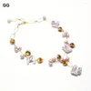 Hänge halsband guaiguai smycken naturligt sötvatten odlad lila keshi pärla orange murano glas choker halsband 21 "handgjorda för