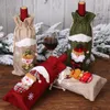 Julekorationer jute vinp￥sar dekoration Santa Claus Ornaments Xmas Champagne Wines flask t￤cker dragkastp￥s partyware