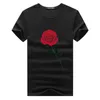 Rose imprimé hommes t-shirt été chemise haute col rond manches courtes 5XL hommes nouvelle mode vêtements couverture en coton mâle Casual Tees2406