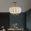 Lampadari moderni a LED per soggiorno, sala da pranzo, camera da letto, cucina, lampada a sospensione in vetro con piume di lusso in oro e decorazioni artistiche