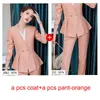 Kvinnors tvåbitar byxor Izicfly Autumn Fashion Office Uniform Styles Purple Woman Suit With Pant Korean Ladies Ruffle Business Blazer Set