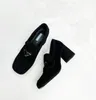 Fuller shoes black thick heel 7.5cm sneaker triangle logo cloud bust classic patent velvet bread design women's 35-41