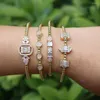 Bangle 5st Luxury Stackable Statement Gold For Women Wedding Cubic Zircon Crystal CZ Simple Bangles Armband