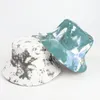 Berets Fisherman Hat European and American Tie-Tie-Side-Side-Side White Three Printing Men Women Outdoor Sun Protection Panama