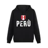 Męskie bluzy mężczyźni kobiety Peru flaga peruwiańska mapa z kapturem pullover grube hip -hopowe bluza z kapturem bawełna unisex