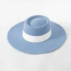 Bérets X4179B mode décontracté laine Fedora chapeau fourrure décoration haut rond casquette en laine à gros bords célébrité en ligne forme Concave