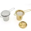 Stainless Steel Gold Tea Strainer Folding Foldable Tea Infuser Basket for Teapot Cup Teaware accessories 100pcs DAJ504