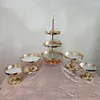 Bakware tools 1pcs-5pcs spiegel bruiloft decoratie 2 of 3 tier cupcake display gouden metaal gelukkige verjaardagstaartstandaard