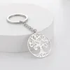 Keychains My Shape Hollowed Tree of Life Round Pendant Keychain For Women Män Rostfritt stål Key Chain Rings Vintage Jewrlry Accessories