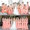 Vintage roze Zuid -Afrikaanse zeemeermin bruidsmeisje jurken plus size pure halve mouw schep nek lange meid jurken op maat gemaakte make