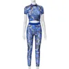 Designer Womens Survêtements 2022 Nouveau T-shirt à col montant rond Sexy Hollow Perspective Two Piece Pants Set