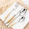 Flatware Sets 16/20/24/28 Pieces Luxury Gold Plated Cutlery Set Dishwasher Safe 18/10 Stainless Steel Silverware For Wedding