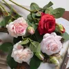 Fleurs décoratives 5 pièces artificielle bricolage crème Rose fleur fausse plante verte décoration de mariage fête décor à la maison