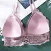 Bustiers Corsets Женские глубокие V -v Bra Up Bra Бесплатная кружевная мягкая белая белье для девочек -нижний белье