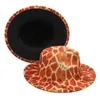 Berets Qbhat Tiger Animal Print Fedora Hats z czarnym dnem Razem Kobiety Jazz Party Hat Outdoor Travel Ochrona przed słońcem czapka