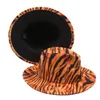 Berets Qbhat Tiger Animal Print Fedora Hats z czarnym dnem Razem Kobiety Jazz Party Hat Outdoor Travel Ochrona przed słońcem czapka