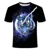 T-shirt da uomo Fashion T-shirt con stampa tigre 3D T-shirt estiva casual a maniche corte O-collo e top da strada da donna Sport all'aria aperta S