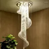 Pendant Lamps Modern Luxury Large Crystal Chandelier K9 Stair Spiral Light Fixtures Creative LED Chandeliers Lamp El Villa