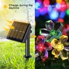 Saiten Solar-Girlande für den Außenbereich, Kirschblüten-LED-Lichterkette, 8 Beleuchtungsmodi, wasserdicht, Girlande, Rasen, Terrasse, Gartendekoration