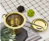 Stainless Steel Gold Tea Strainer Folding Foldable Tea Infuser Basket for Teapot Cup Teaware accessories 100pcs DAJ504