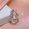 Cluster Rings Chic Simple Chain Ring For Women Dainty Zircon Silver Color Round Link Fashion Jewelry Wholesale Girls Gifts 2022 KAR255