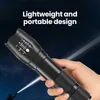 Ficklampor facklor Portable Daylight T6 Ficklamp White Light Zoomable Hunting Warm Flash Waterproof LED Torch for Camping Lantern L221014