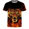 Men's T Shirts Fashion 3D Tiger Print T-shirt Summer Casual Short-ärmad O-Neck Shirt and Women's Street Tops Outdoor Sports S