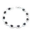 Halsbandörhängen Set Geometric Black Pearl Silver Color for Women Rings Pendant Zircon Armband