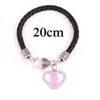 Bracelets de charme Bracelet de mode pour femmes hommes forme de coeur avec motif de ruban cristaux pendentif quatre types de chaîne en cuir goutte