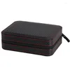 Titta på lådor 2/4/8 rutnät Brown/Black/Black Carbon Sew Pu Leather Sport Protect Watches Box Case Travel Port Display Storage Organizer