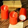 Table Lamps Red LED Flameless Candles Lights Battery Operated Plastic Pillar Flickering Candle Light For Party Decor
