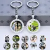 Keychains Siberian Husky Keychain Glass Cabochon Rhinestone Pendant Keyring Cute Dog Pet Key Chain Animal Jewelry Bag Accessories