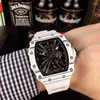 Luksusowe mechaniki męskie zegarek marka automatyczna wysokiej jakości przystojna tatuaż baryłka do windy z węglowym włóknem węglowym