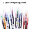 12pcs Gel Pen Set School Office Adult Journals Drawing Doodling Art Markers Straight Liquid Rollerball 040300