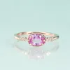 Cluster-Ringe Gem's Beauty 14K Roségold Lab Pink Sapphire 925 Sterling Silber Verlobungsantrag Ehering Ring für Frauen Geschenk