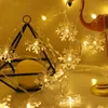 الأوتار LED GARLAND HOADION SNOWFLIAKS String Fairy Lights Hanging Ornaments Christmas Tree Decorations for Home Party Noel Navidad 2022