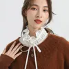 Bow Ties Women Fake Collar Ruffles Stand Bowknots Skjorta avtagbar docka sjal för stort lapel falsk spetshalsband fuax cols