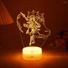 Veilleuses Genshin Impact Anime Light Game Figure Yunjin Lampe Shenhe Room Decor Kids Gift Le panneau et la base en acrylique sont vendus séparément