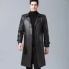 Men039s Trenchcoats Jurk Pak Schapenvacht Leer Voor Mannen Plus Size 4XL Man Streetwear Kasjmier Gewatteerde Winter Heren Jas Lange Wi1125821