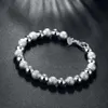 Beaded Women's 8mm Beaded Ball Bracelets in 925 Sterling Silver, Trendy Fine Jewelry Wholesale, Silver Cuff Bracelet Pulsera L221012