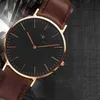 Armbandsur Designer Mens Watch D W Women Fashion Watches Daniel's Black Dial Leather Strap Clock 40mm 36mm Montres Homme