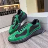 22S Mens America'S Cup Bike Fabric Sneakers Shoes Patent Leather Mesh Flat Rubber Botto Trainers Designer Sneaker Green red Lace-up Nylon Casual Shoe